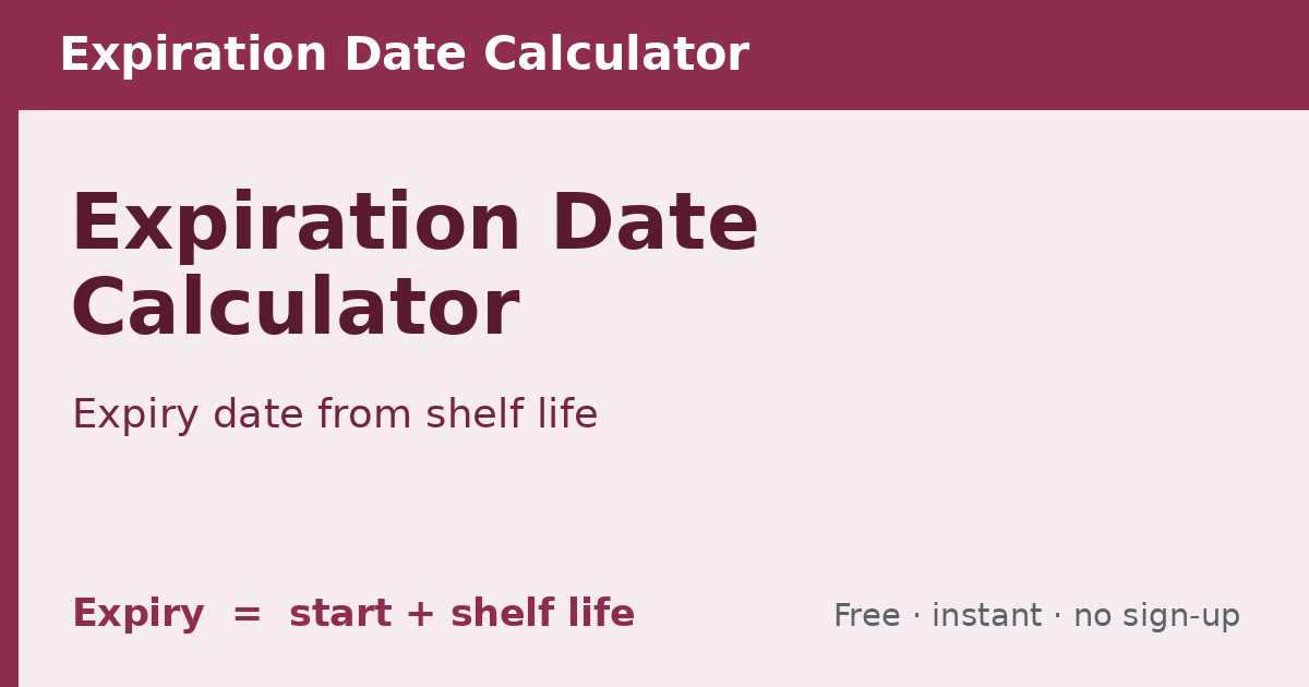 Expiration Date Calculator | Shelf Life to Expiry Date